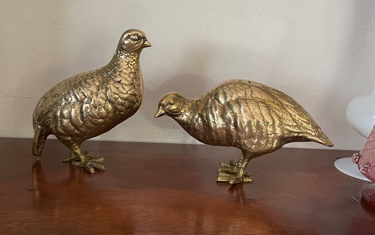 Vintage brass bird pair