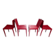 Set of 4 red saddle leather chairs - Matteo Grassi - Circa 1980