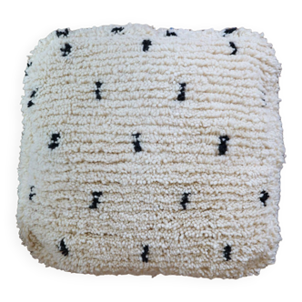 Pouf marocain berbère blanc à pois bohème