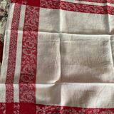 4 towels damask fabrics red and white.vintage