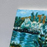 Old landscape painting oil on canvas