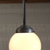 Opaline globe industrial pendant light - mid. 20th century