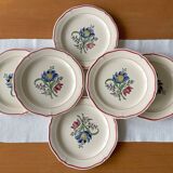 6 assiettes plates anciennes en faïence de gien