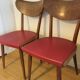 Vintage red wooden bistro chairs THONET 1950