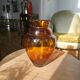 Vintage Art Deco vase in amber glass with a wavy neck - height 25 cm