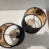 Pair of Empire Style Table Lamps with Patinated Black Bronze and Gilded Mounts