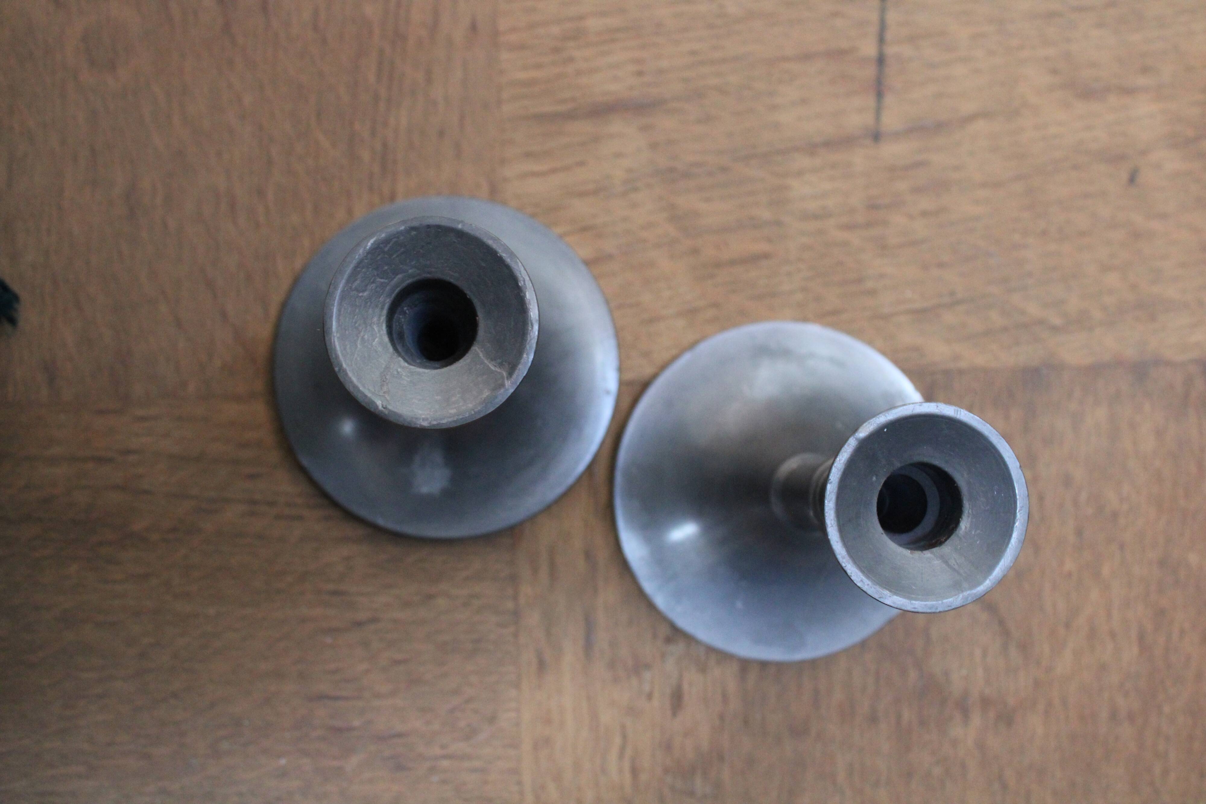 Pewter candlestick candle holders (pair)