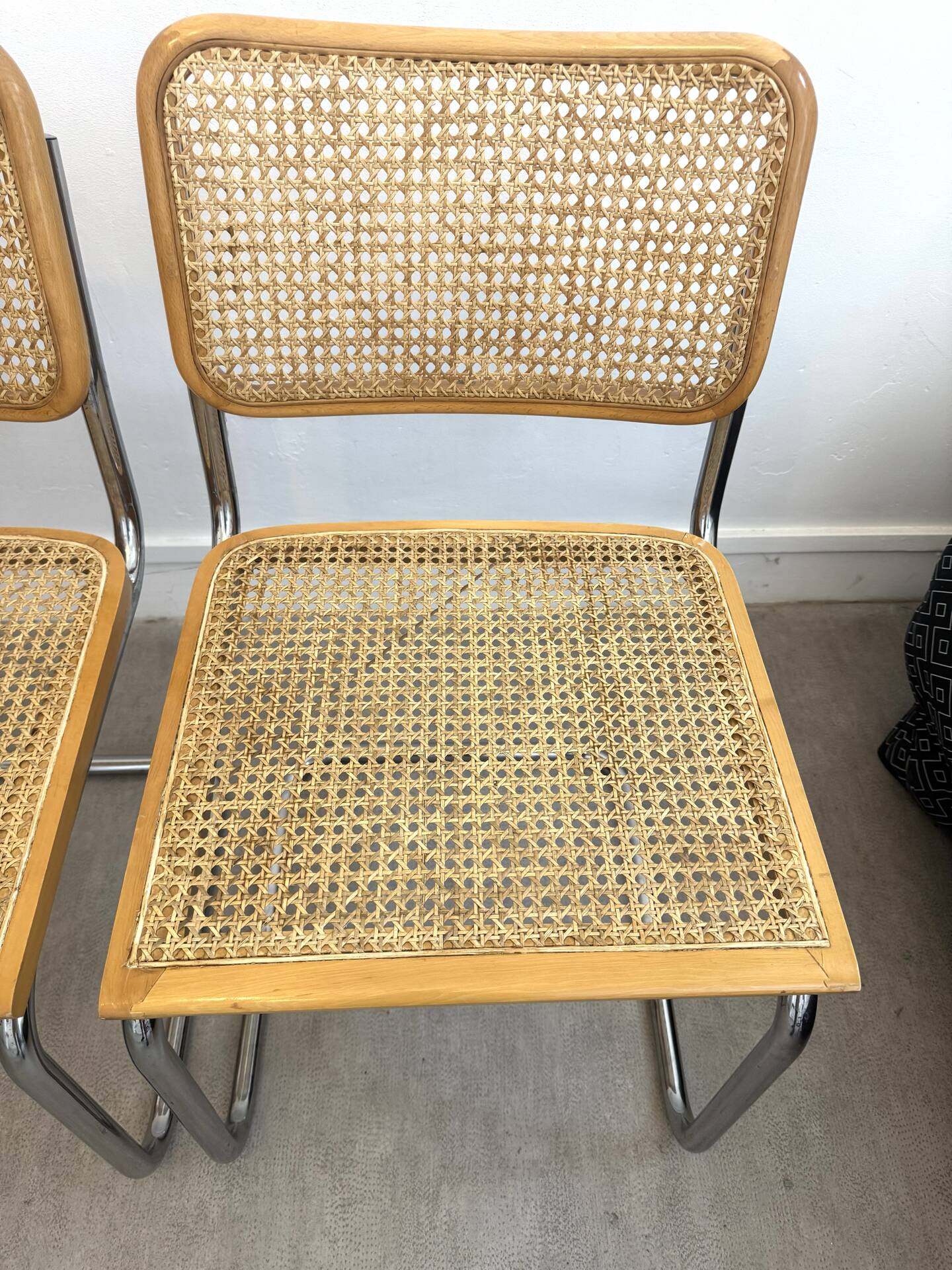 Pair of Marcel Breuer Cesca B32 chairs Made in Italy