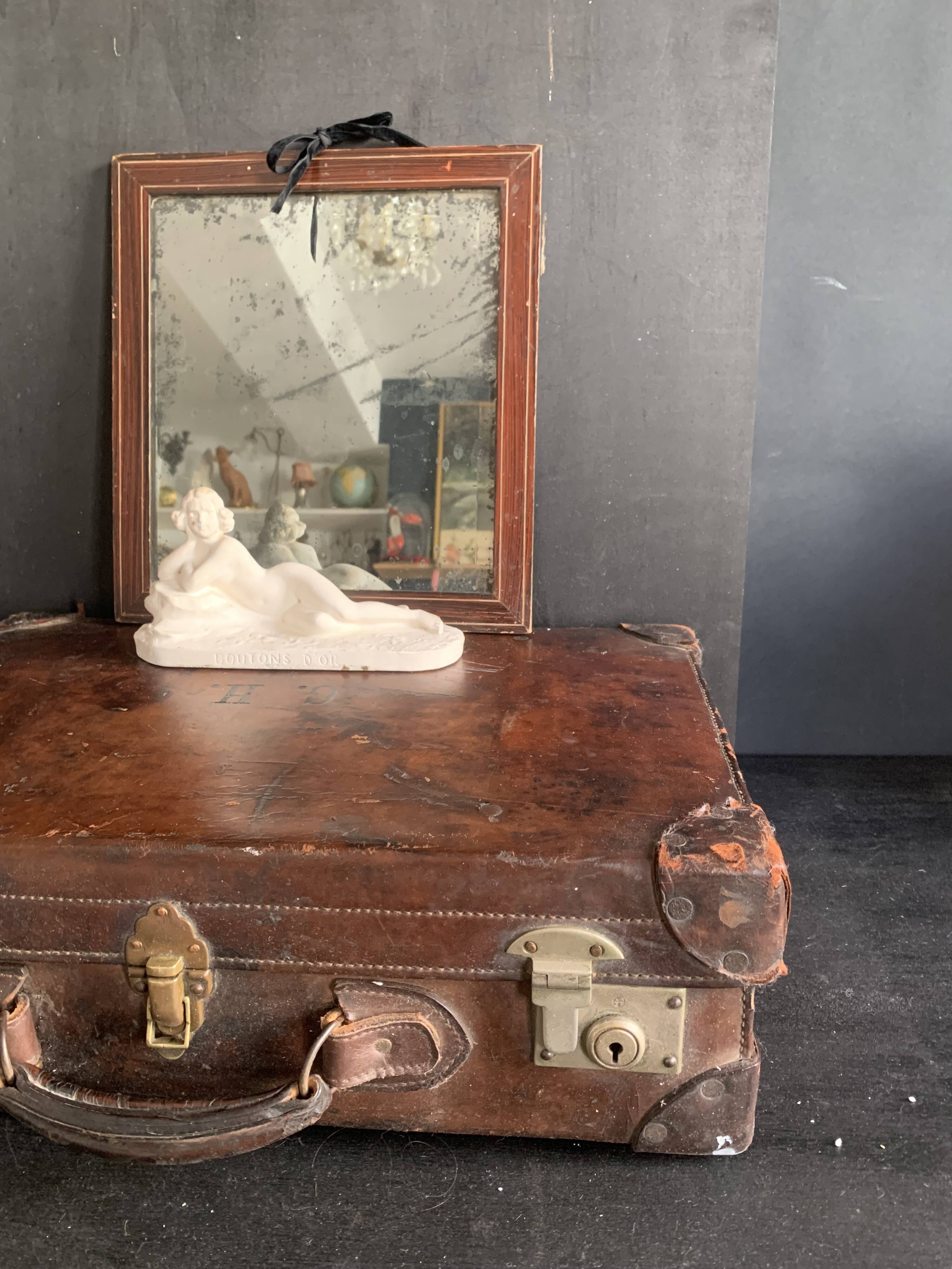 Antique mercury mirror in wood, late 19th century