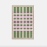 Tapis en jute à rayures roses et vertes 170x240cm