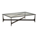 Small antique coffee table in black lacquered iron and glass, Italy, 20th century.