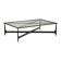 Small antique coffee table in black lacquered iron and glass, Italy, 20th century.