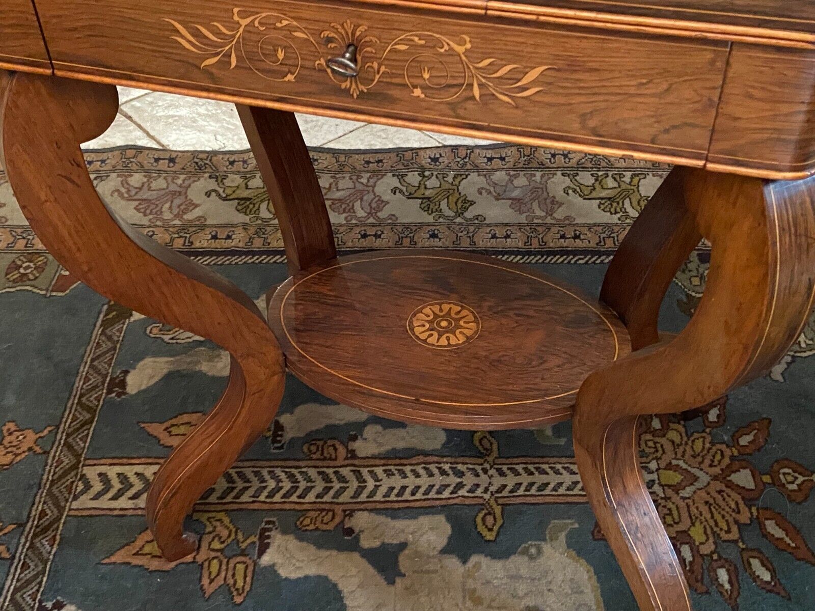 Worker end or back of sofa with inlaid decoration of period Charles X