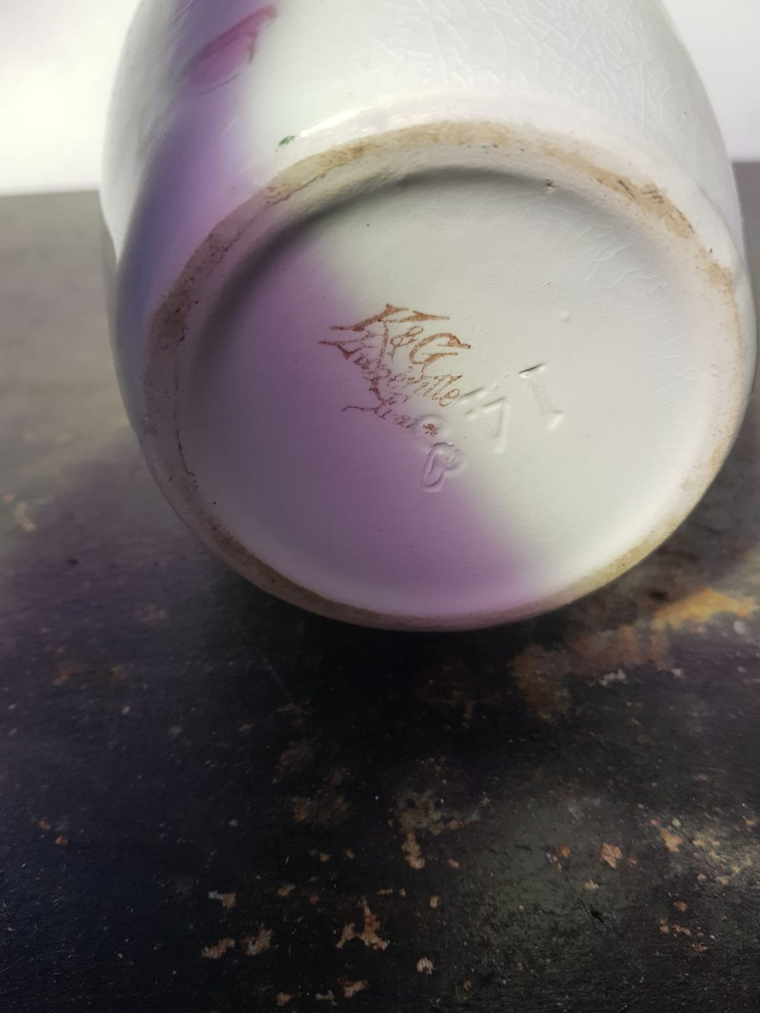 Vase K&G Luneville céramique décor fleurs vintage