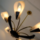 6-light chandelier with acrylic shades 1950