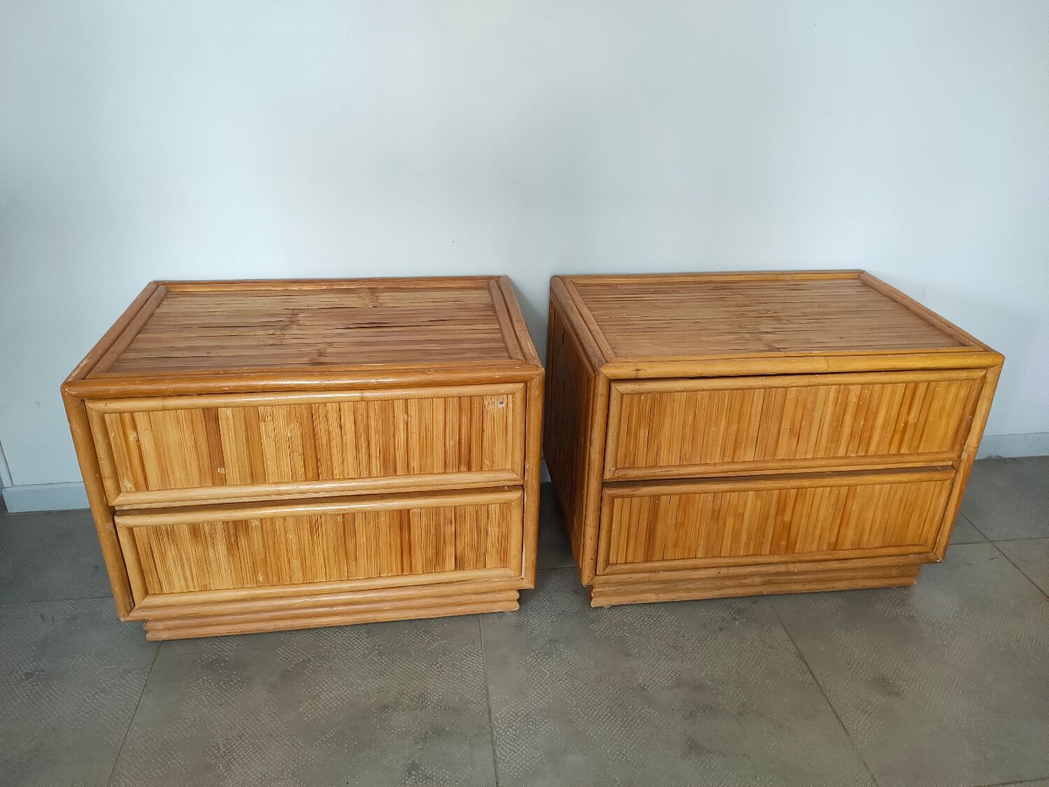 Deux commodes en bambou, circa1970