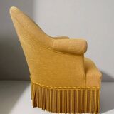 Fauteuil crapaud en tissu jaune