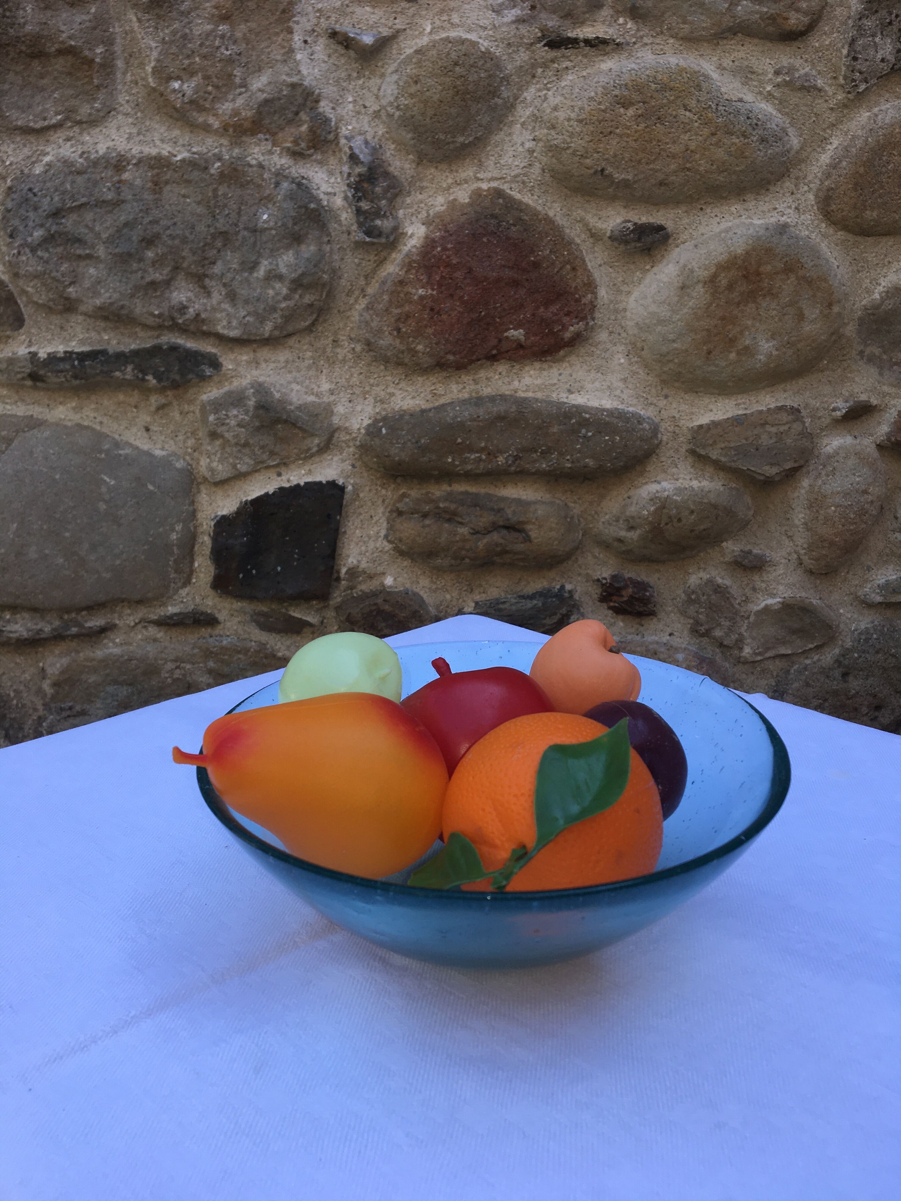 Antique bubbled blown glass salad bowl