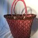 Old Deco Basket in Braided Wicker - Red Scoubidou - Anse Vintage