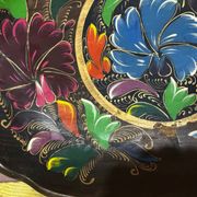 Mid-century hand-painted floral decorative tray / catchall 49 cm / 33 cm