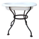 Antique bidet in enamelled sheet metal with wrought iron support