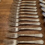 Box 12 forks and 12 spoons, gulden, silver metal