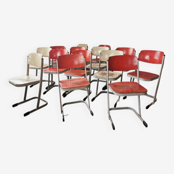 Set of 14 vintage stackable chairs
