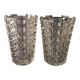 Paire de grands vases en verre pressé avec motifs géométriques par Sklo Uni