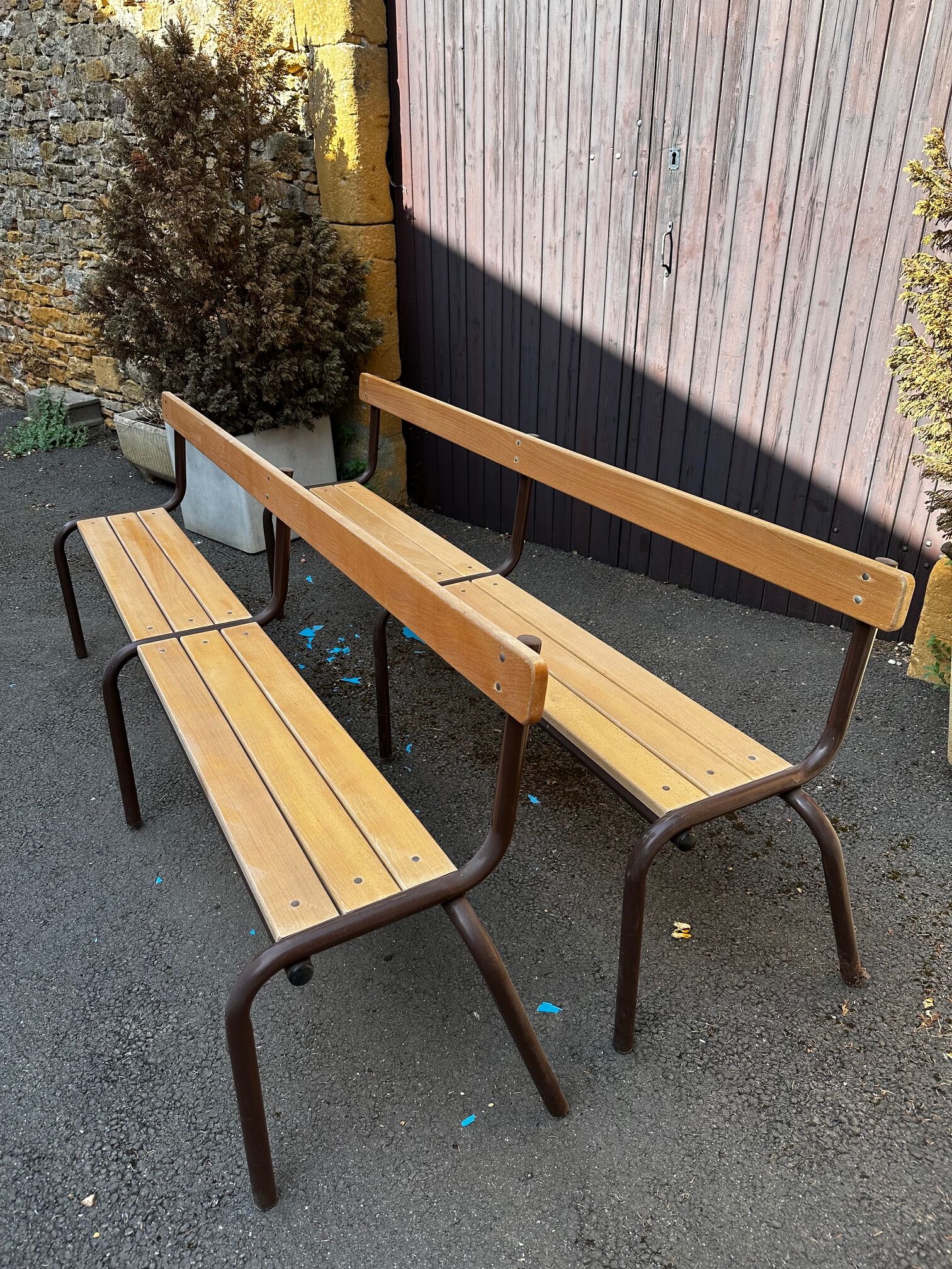 Pair of school benches