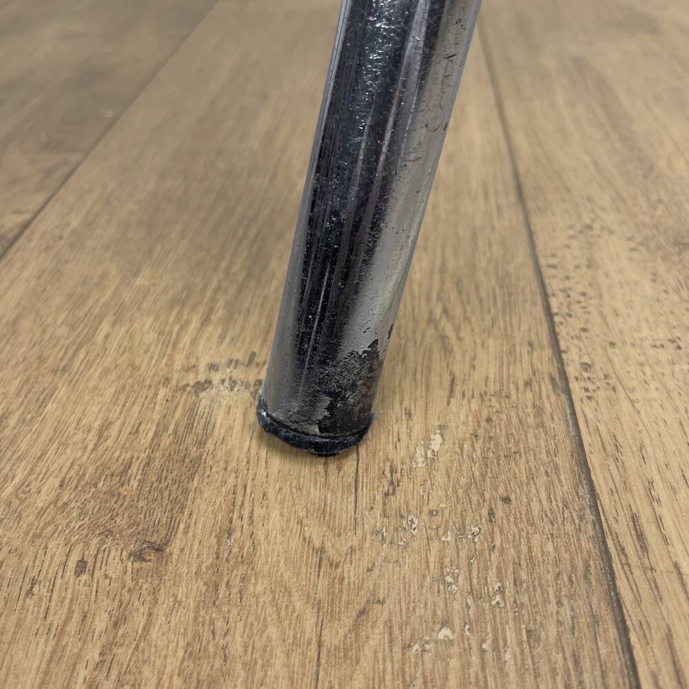 Metal wood and Formica office step stool chair from the 1950s