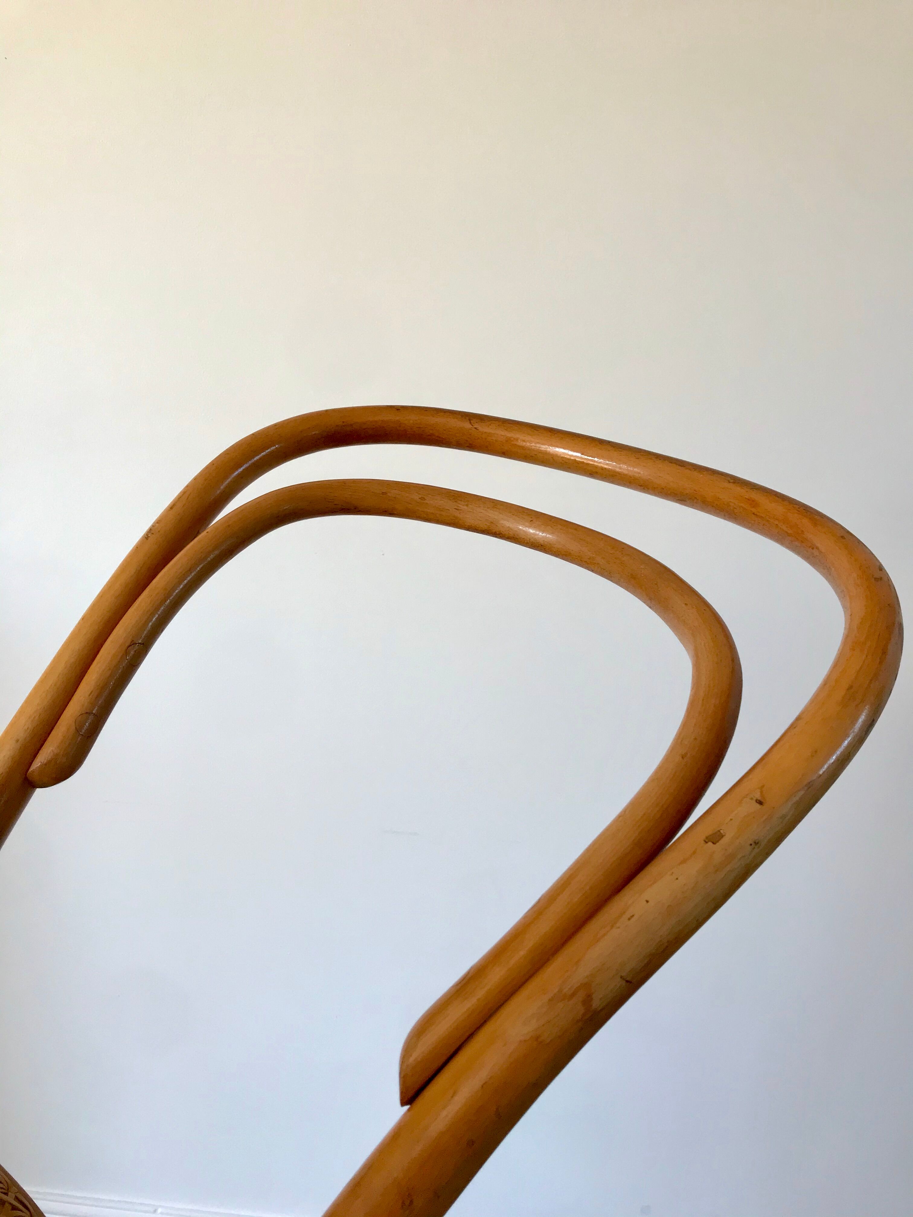 Baumann bistro chair in bent wood and blond wood canning 40s-50s