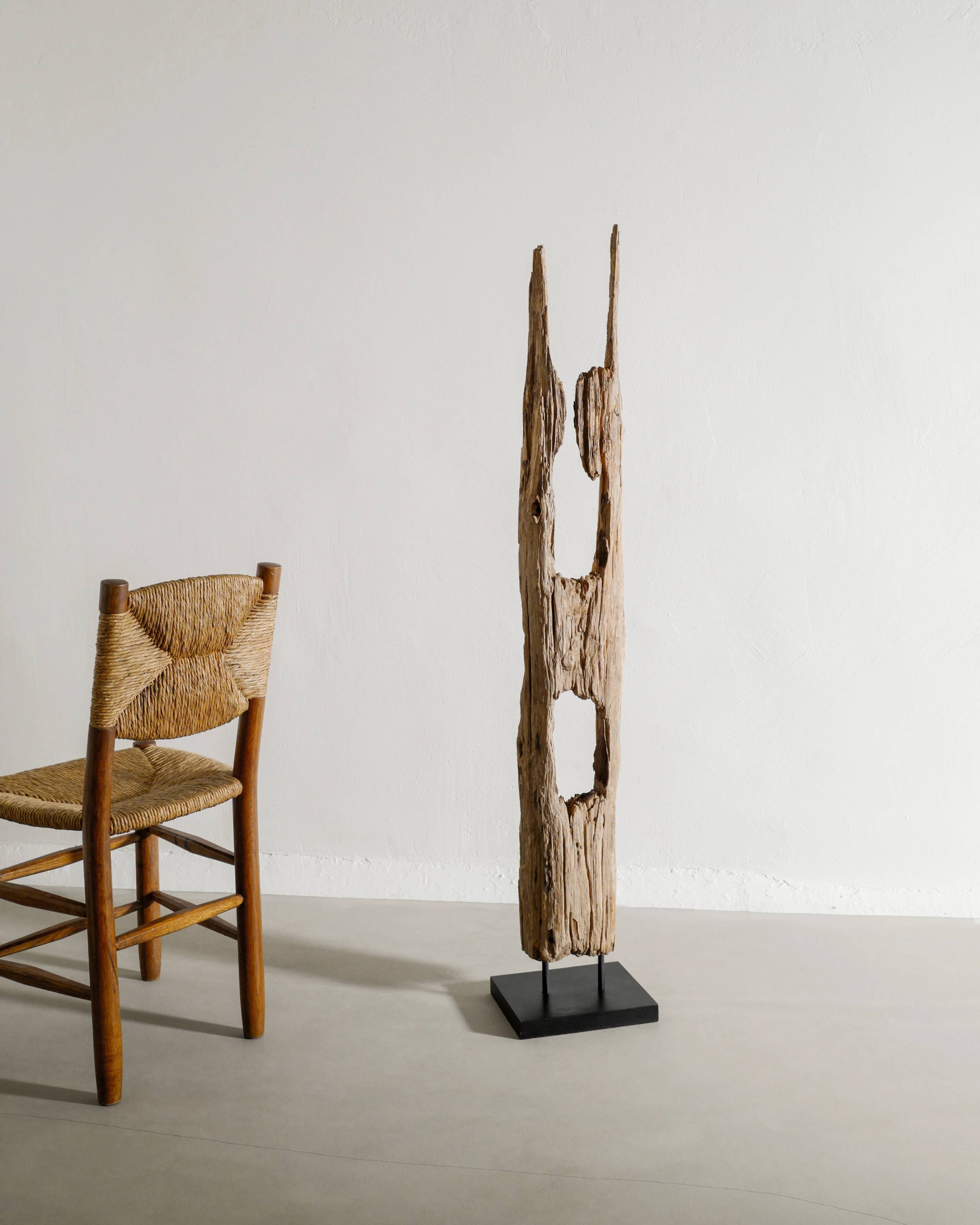 Vintage Sculptural Wooden Totem Floor Sculpture