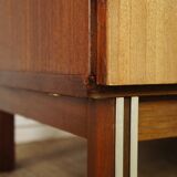 Two-tone teak & vintage chrome glass wardrobe