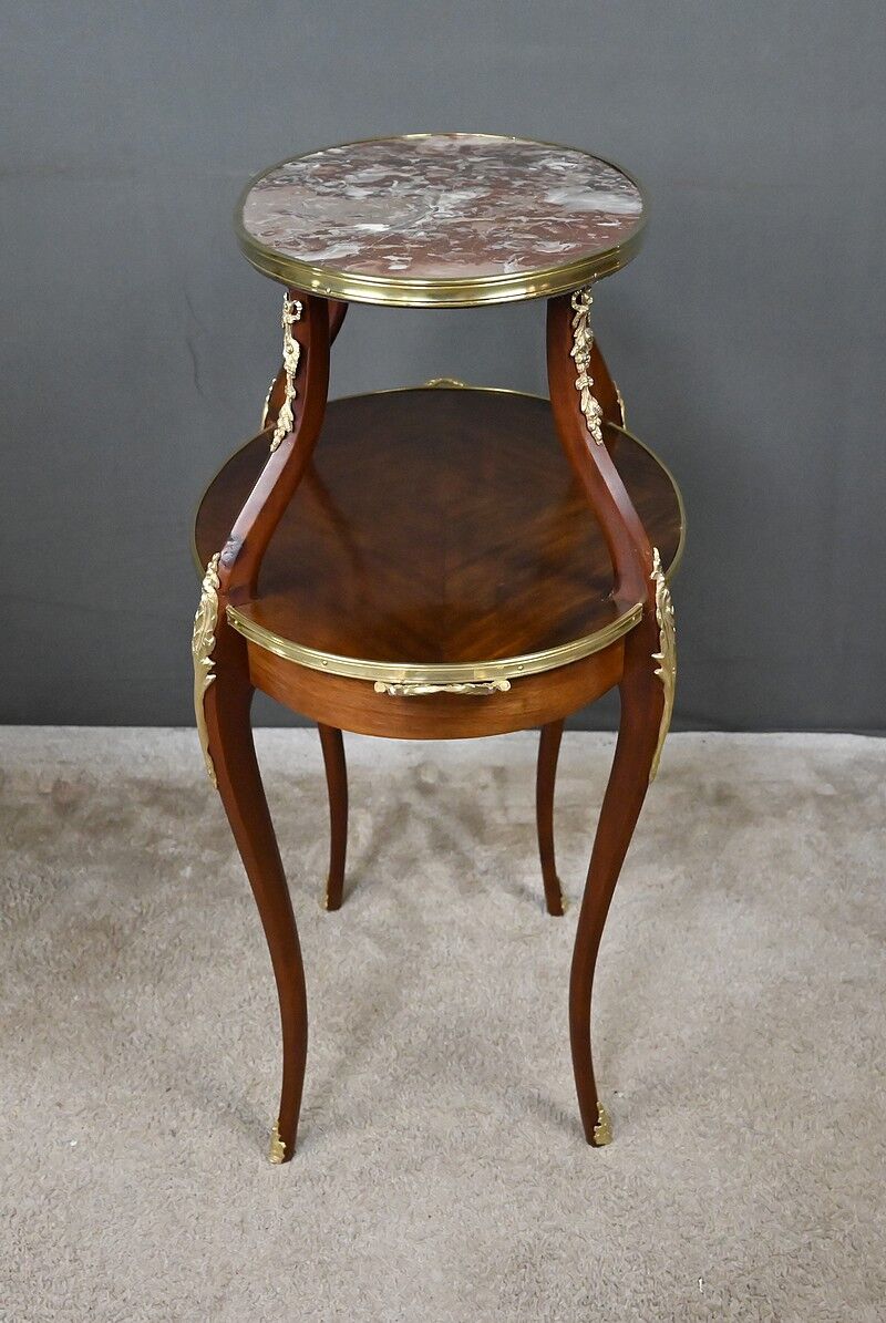 Table à thé en placage d’acajou, style Louis XV – Début XXe