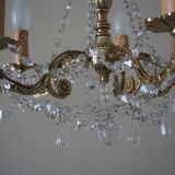 Bronze chandelier and crystal pendants – 5 lights