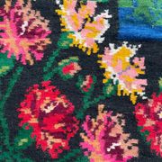 Large bohemian handwoven rug with amazing scenery and floral design, made in Romania 315x195cm
