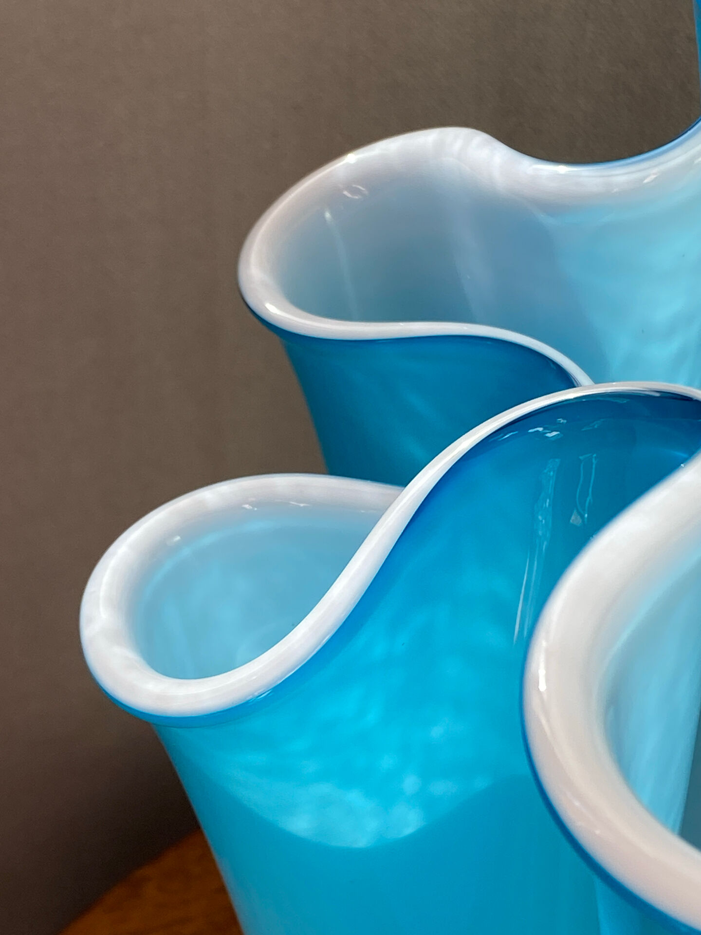 Large multi-layer glass handkerchief vase