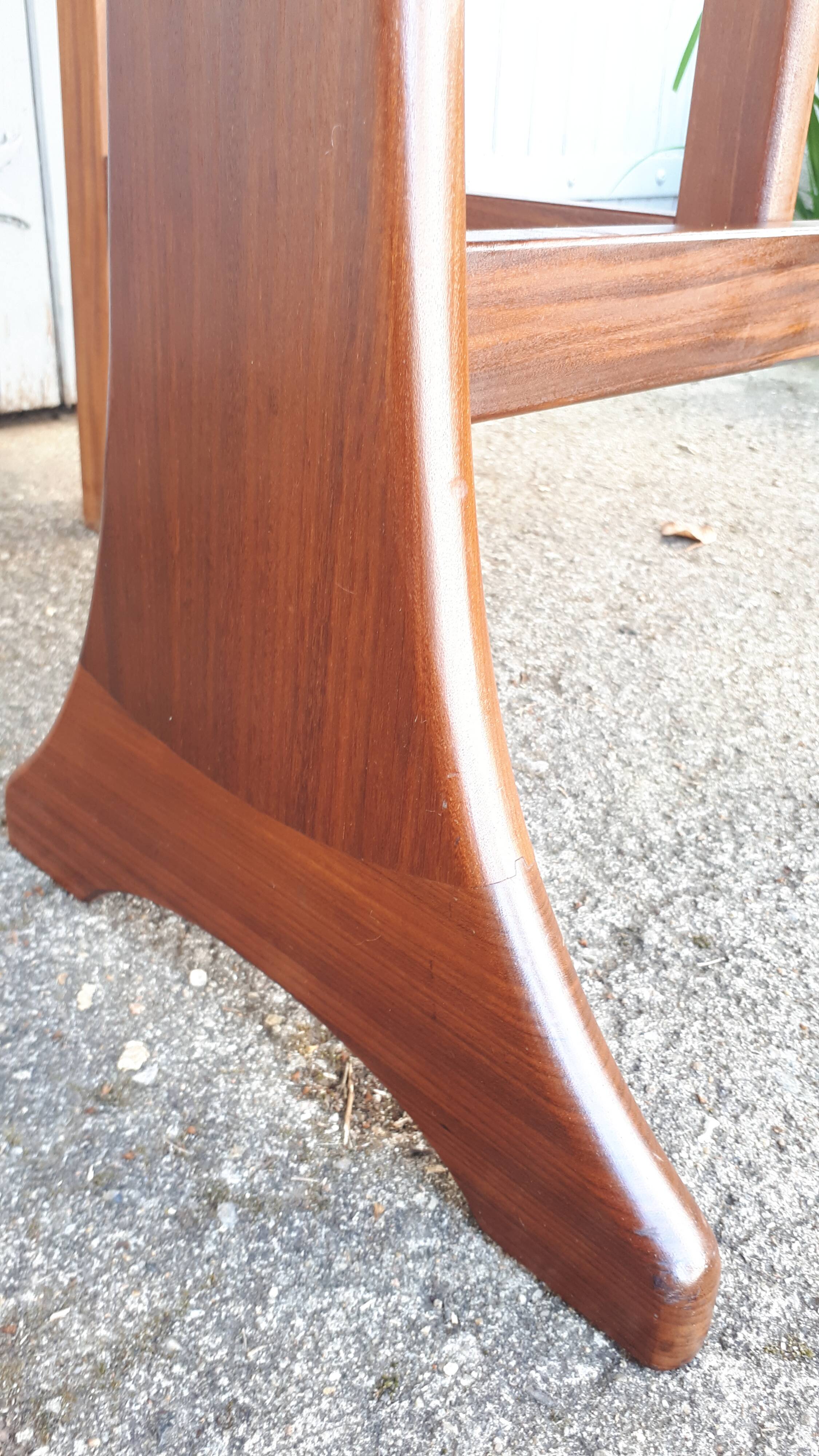 Vintage dining table console desk in teak and exotic wood from the 70s
