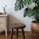 low tripod stool wood, bobbin leg, vintage