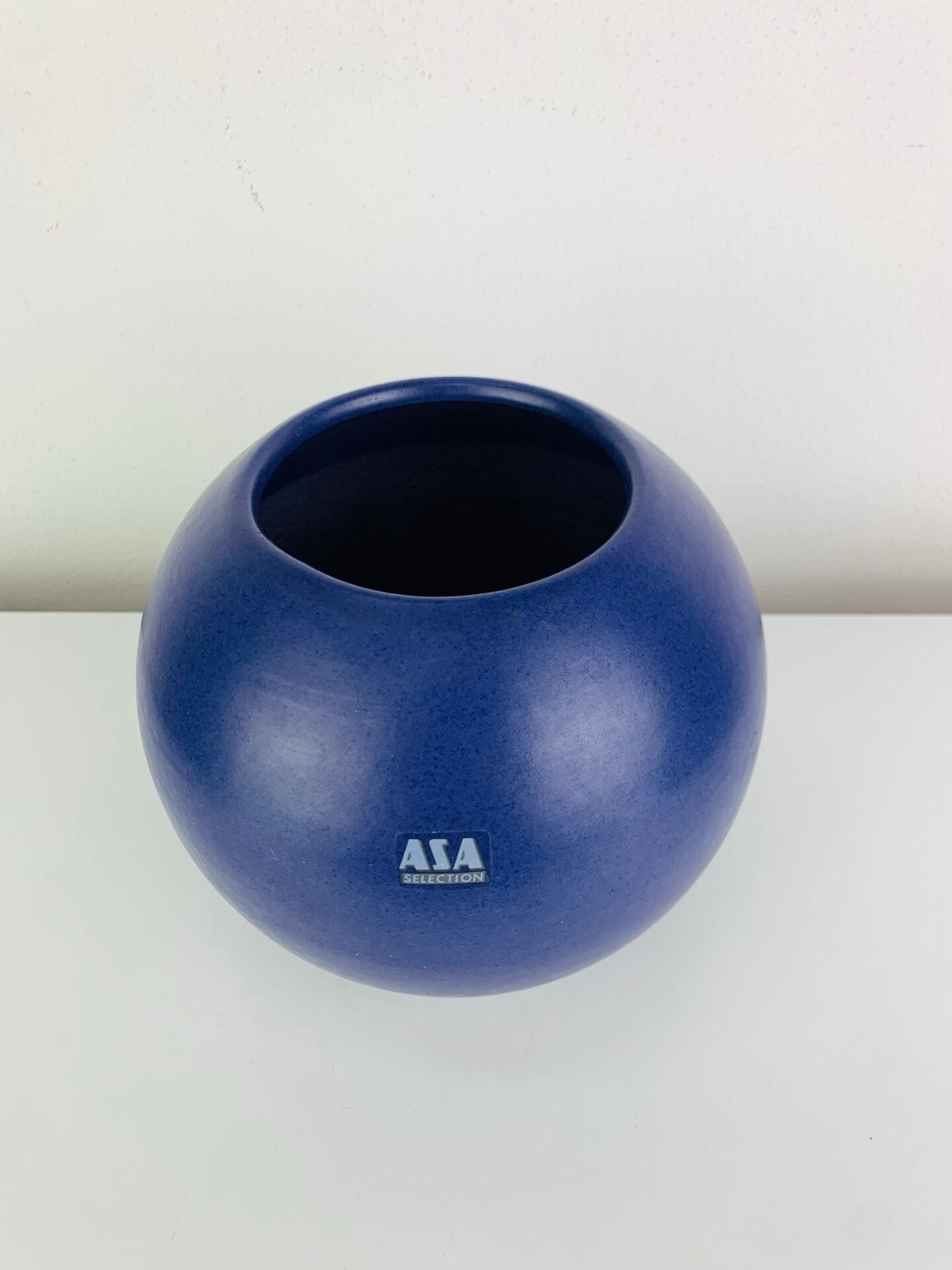Blue ceramic round vase Asa West Germany, vintage