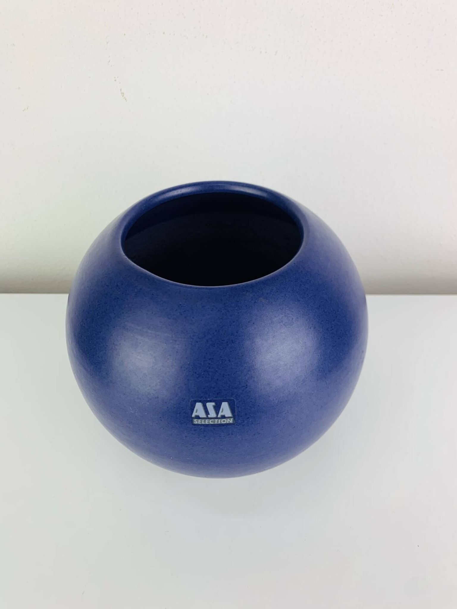 Blue ceramic round vase Asa West Germany, vintage