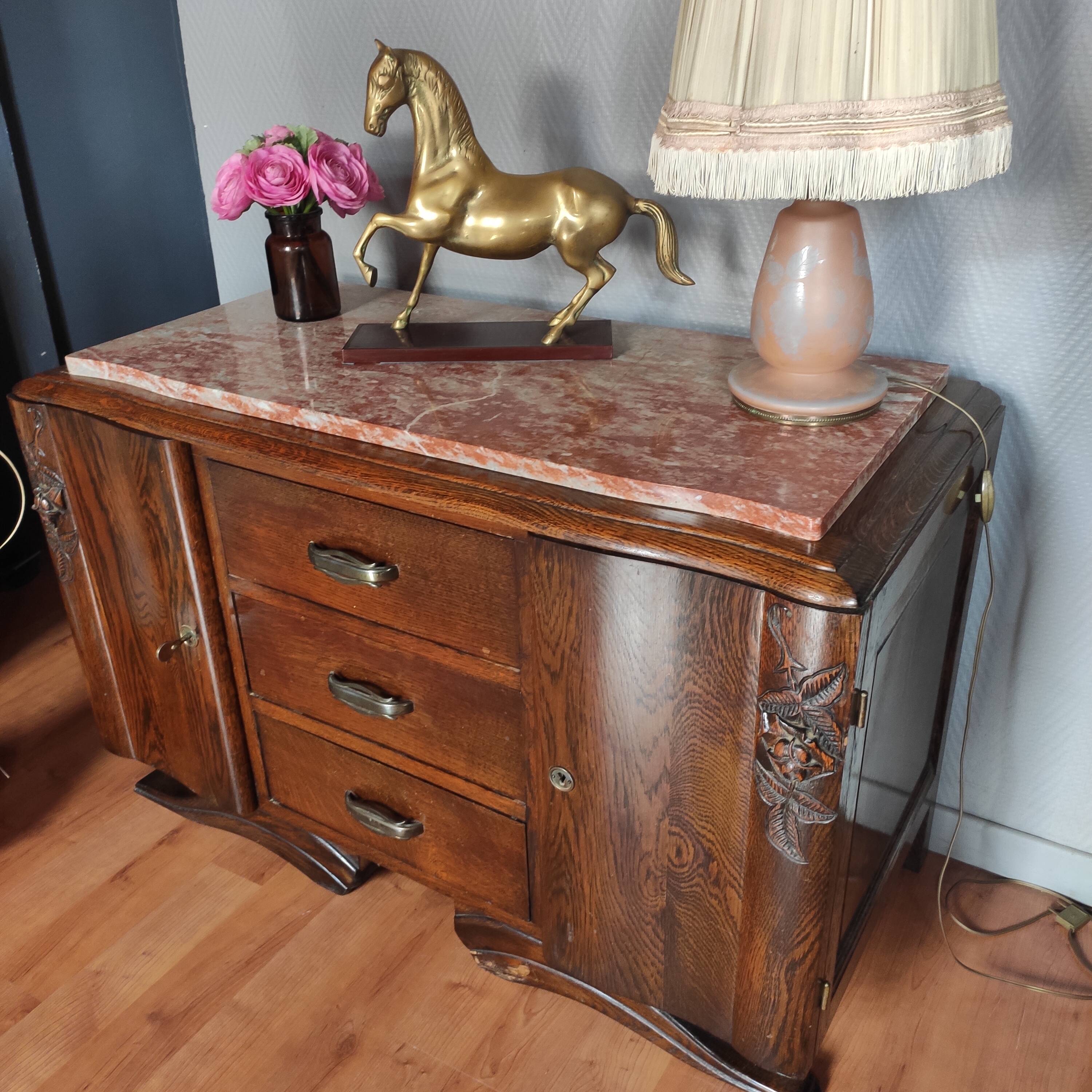 Oak art deco chest of drawers