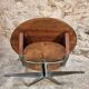 Vintage French Cherry Wood Coffee Table with Rotating Top - 1960s Round Shape on Iron Base Ø80cm