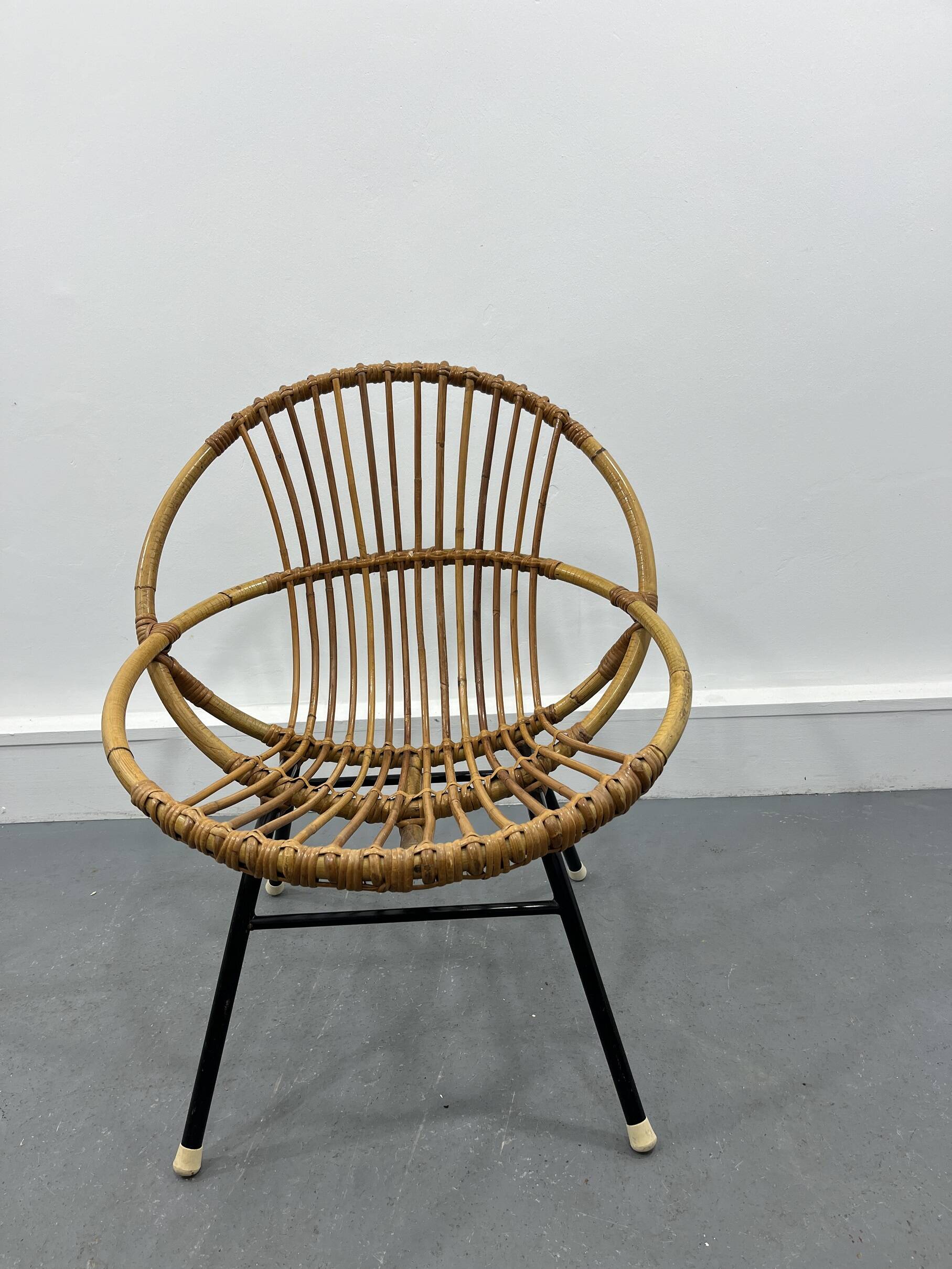Dutch Rattan and Metal Chair from Rohé Noordwolde, 1950s