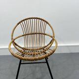 Chaise en Rotin et Métal de Rohé Noordwolde, Pays-Bas, 1950s