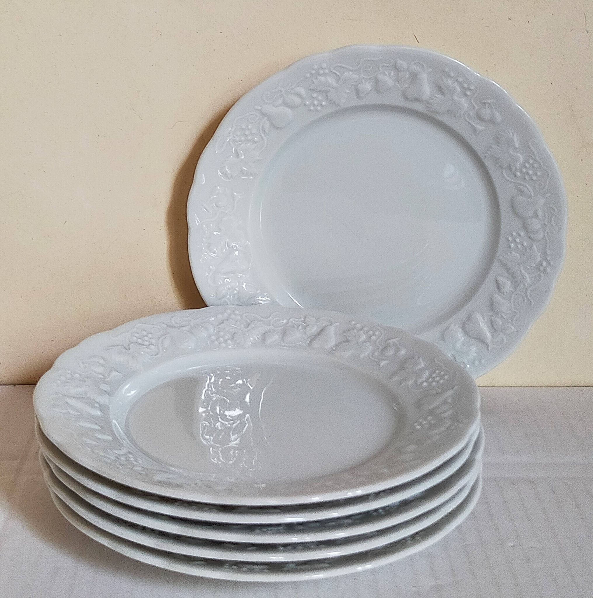 Six vintage Philippe Deshoulières Limoges California porcelain bread plates