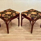Rattan bench or pair of stools 1950.