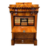 Biedermeier Secretaire in Cherrywood and Maple with Inlays and Brass, South Germany, 1830s