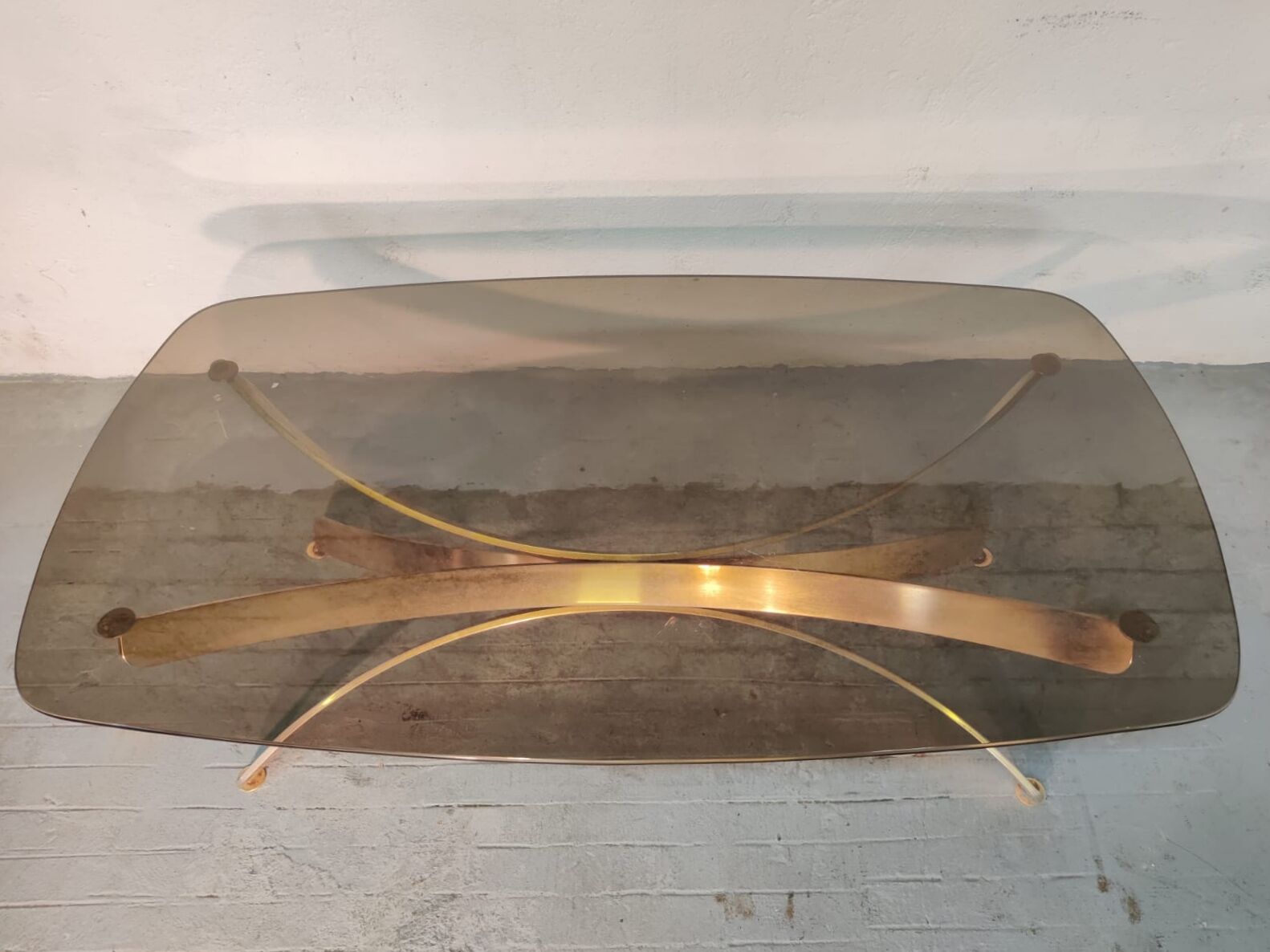 Golden metal coffee table, 70s