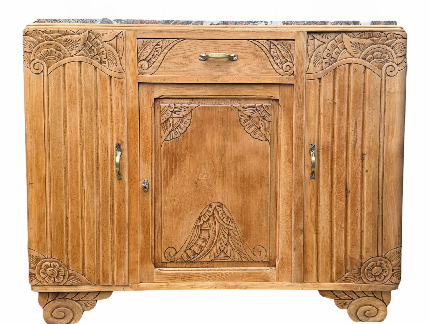 Art Deco Parisian buffet in solid raw oak from the 1930s.